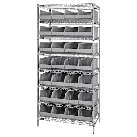 Quantum Storage Systems Stackable Shelf Bin Steel Shelving Systems WR8-423GY